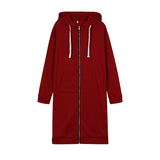 Casual Women Long Hoodies Sweatshirt Coat Zip Up Outerwears Hooded Jacket for Female Work Wear Plus Size S-5XL