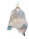 Chinese Style White Shirt 2024 Spring Style Women's Wear New Long-Sleeved Jacquard Chinese Style Ancient Dress Plate Button Acetic Acid
