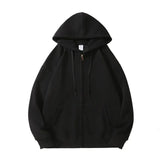 Solid Color Oversized Zip Up Loose HoodieOutfit