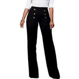 Button Solid Color Trousers Bootcut
