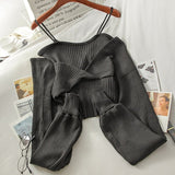 Fake Two Sweater Women Spring Autumn New V-Neck Full Sexy Knitted Sweaters Korean Short Chic Wild Fashion