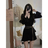 Zingj And Winter Pure Desire To Collect Waist Slim Show Thin Temperament Hepburn Wind Small Design Sense Black Inside Take Dress Children-Outfit