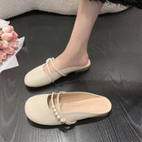 Zingj Half Slippers Female Spring Outside Wear 2024 New Flat Bottom Lazy Leisure Versatile Retro Gentle Fairy Wind Cool Drag-Outfit