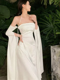 Women Fashion Elegant Evening Party White Dress Female Fashion Prom Wedding Clothing Vestidos