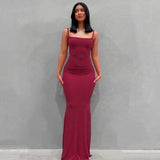 Sleeveless Bodycon Long Skims Dress Women Off The Shoulder Sexy Slim Backless Maxi Dresses Summer Vestidos Mujer