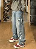 Vintage Wash Distressed Star Patch Boyfriend Jeans- Outfit
