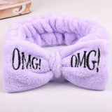 New OMG Letter Coral Fleece Wash Face Bow Hairbands For Women Girls Headbands Headwear Hair Bands Turban Hair