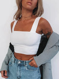 Neck Sleeveless Summer Crop Top White Women Black Casual Basic T Shirt Off Shoulder Cami Sexy Backless Tank