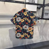 Short Sleeve Flower Shirt Men's Summer 2025 New Premium Sense Hawaiian Beach Half-Sleeved Shirt Youth