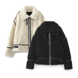 New Artificial Fur Effect Motorcycle Jacket