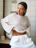 Zingj Sweater 2024 Spring / Summer New Female Perspective Thin Big Round Collar Horn