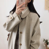 Woolen Coat Is Popular For Women In The Spring And Summer Of 2023, The New Korean Version Of Black Medium-Length Tweed Coat Is Popular To