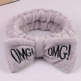 New OMG Letter Coral Fleece Wash Face Bow Hairbands For Women Girls Headbands Headwear Hair Bands Turban Hair