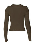 Solid Color Long Sleeve Top- Outfit