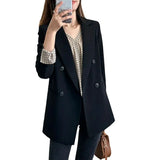 Zingj Small Suit Jacket Female 2024 New Autumn Korean Version Of The British Wind Loose Temperament Foreign Fashion-Outfit