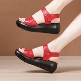Heel Sandals Women's Muffin Thick Soles Summer 2023 New Velcro Full-Size Open-Toed Sandals With Soft
